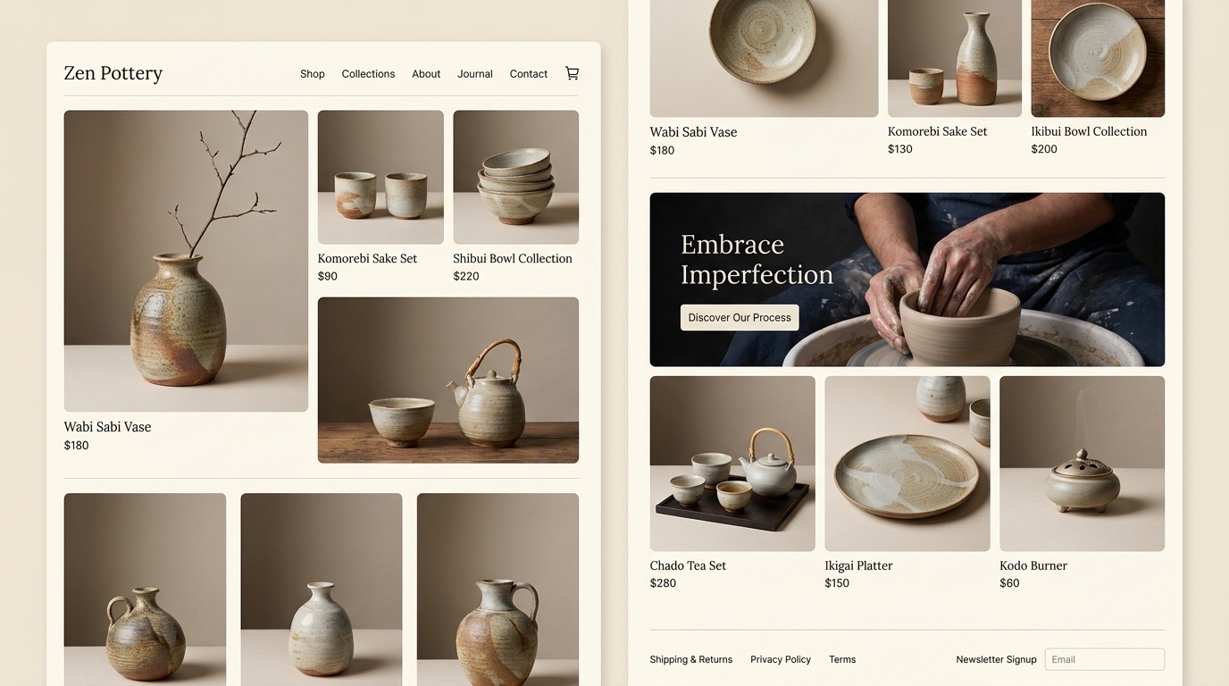 Keramik-Shop im Wabi-Sabi-Stil